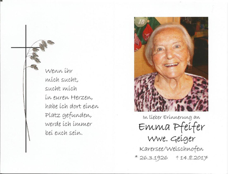 Emma Pfeifer Wwe. Geiger