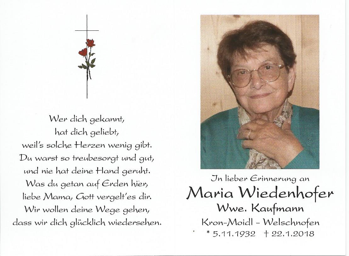 Maria Wiedenhofer Wwe. Kaufmann
